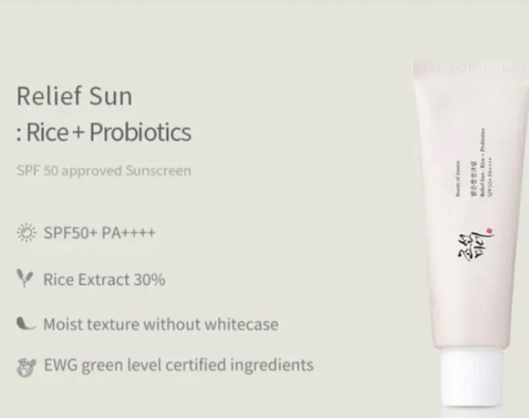 Beauty of Joseon Relief Sun : Rice + Probiotics Sunscreen SPF50+ PA++++ 50ml